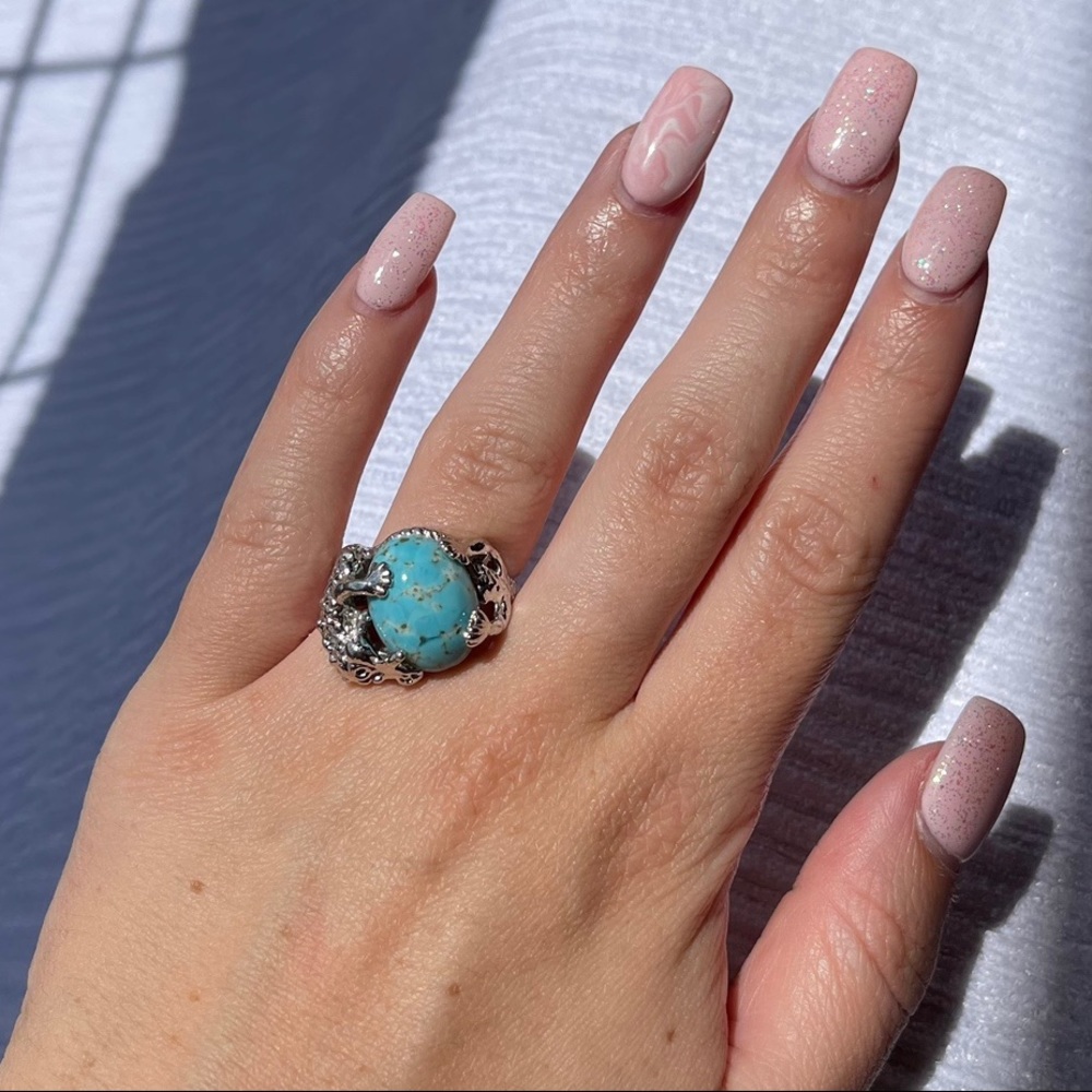 silver dragon and turquoise ring 🐉